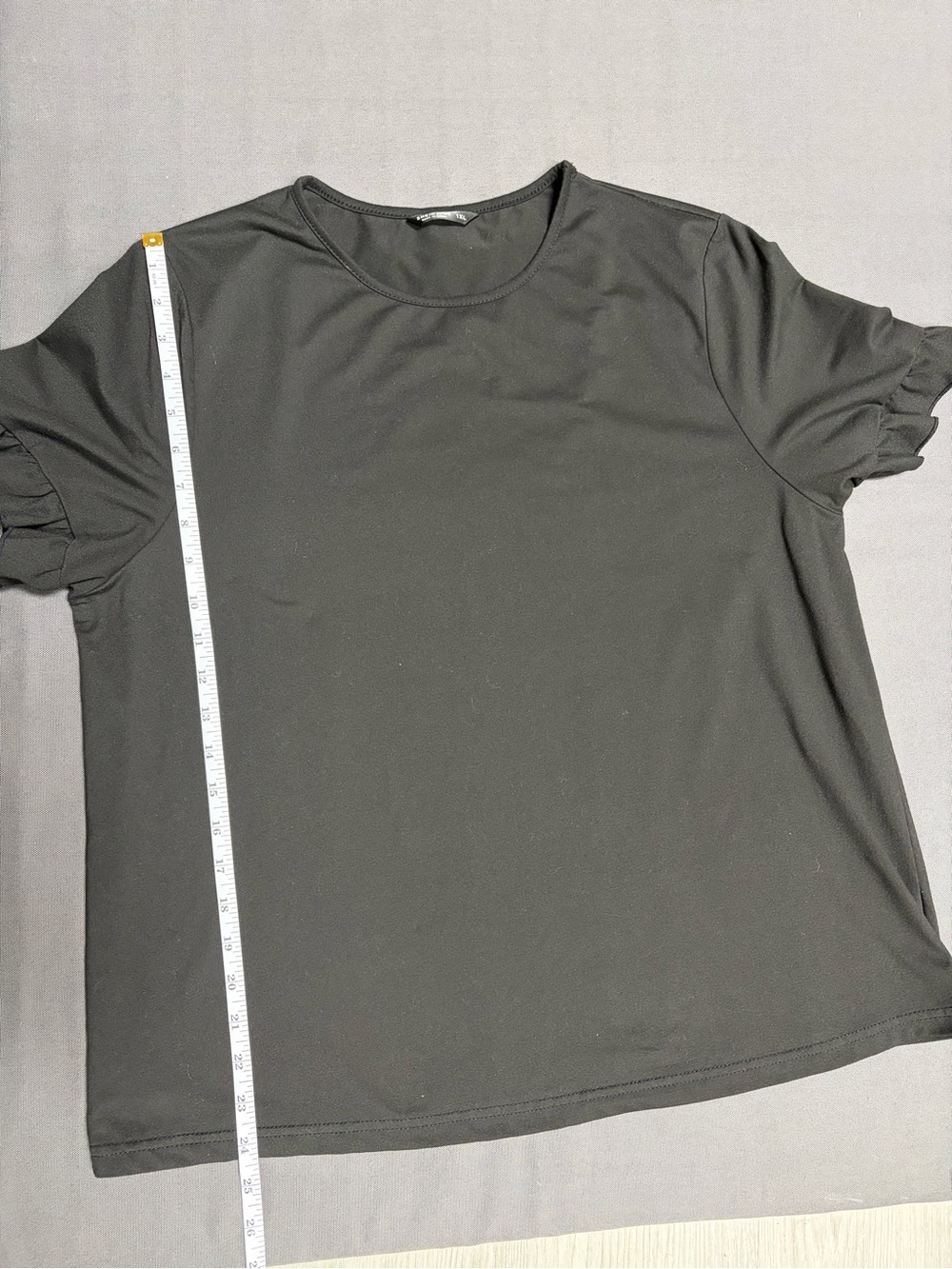 SHEIN Black Ruffle Sleeve Crewneck Top - Picture 4 of 7